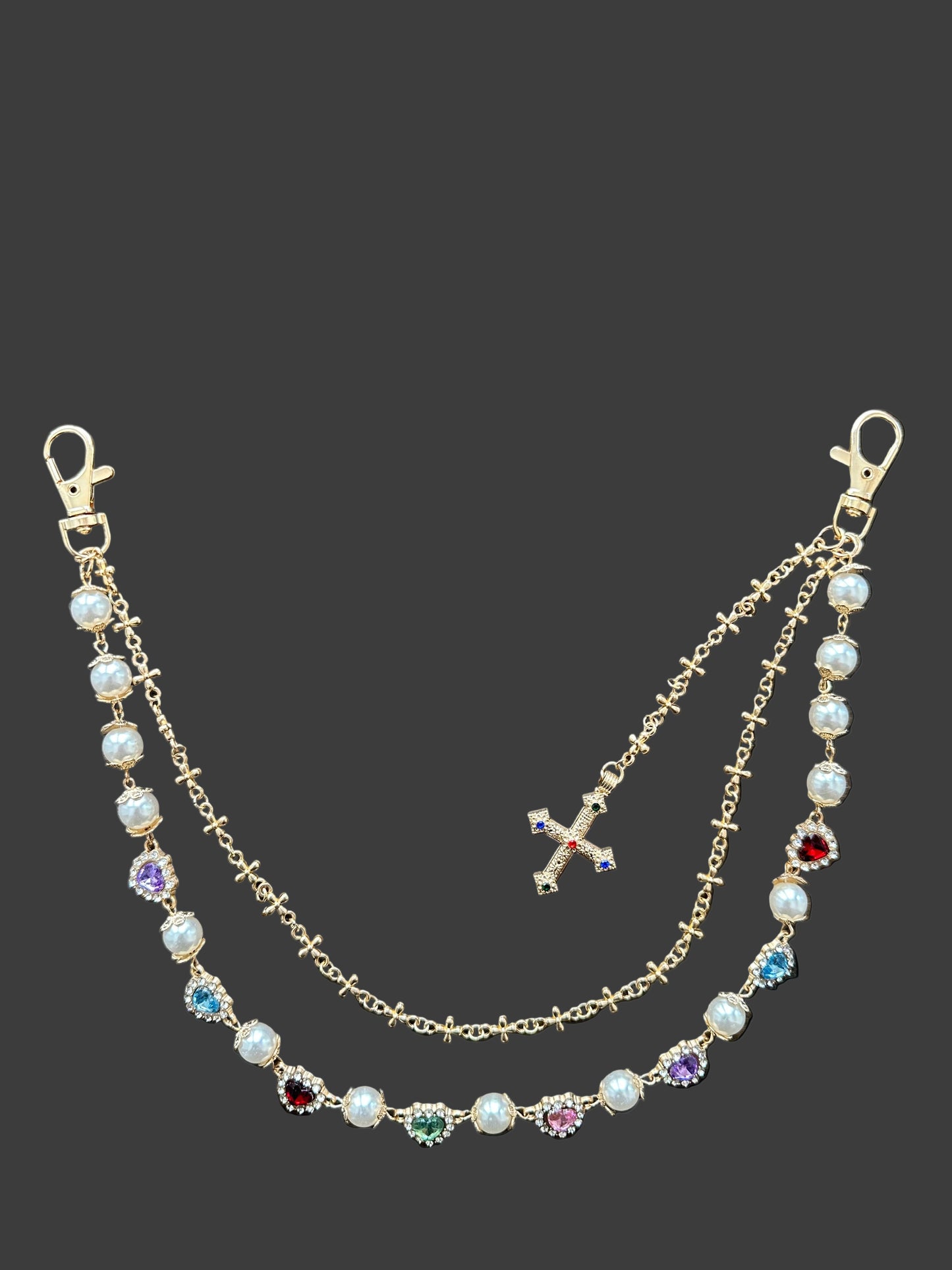 Gold Wallet Chain With Pearls